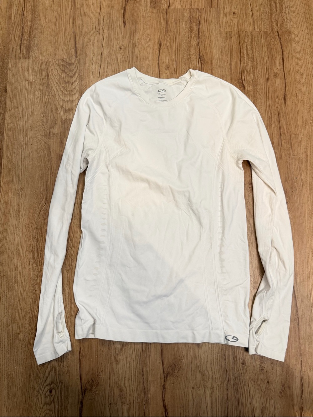 Champion Men’s Long Sleeve White Athletic Crewneck Shirt